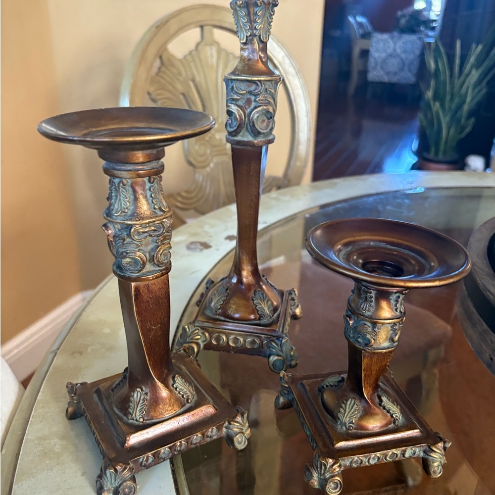 Vintage trip candle stick holders